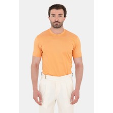 Sabri Özel Turuncu %100 Pamuk Regular Fit Bisiklet Yaka Basic T-Shirt