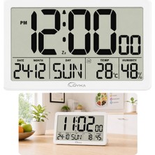 Loyka LCDBY75 Beyaz Dijital LCD Saat - Tarih Isı Nem Göstergeli