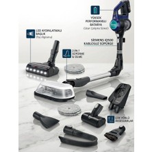 Siemens IQ500 2'si 1 Islak Kuru Şarjlı Dikey Süpürge LED Başlıklı ve Katlanabilir Borulu