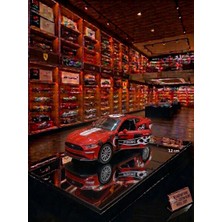Oyuncak Sahili Ford Mustang Gt Turbo Tarzı Metal Araba Kapıları Açılır 12CM Çekbırak Koleksiyon Model 1.36 Scale Modifiyeli Metalic Kırmızı