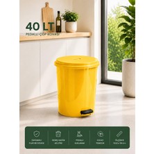 Lorempbox 40 Lt Pedallı Plastik Çöp Kovası Dayanıklı, Hijyenik Ev & Ofis Çöp Kutusu Sarı