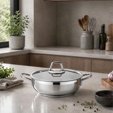 altabi Paslanmaz Çelik Karnıyarık 24 cm Cam Kapaklı