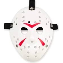Uravas Store Beyaz Renk Kırmızı Çizgili Tam Yüz Hokey Jason Maskesi Hannibal Maskesi