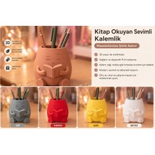 Belirtilmemiş Kitap Okuyan Sevimli Karakter Kalemlik Sarı