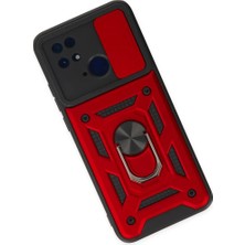 Uravas Store Newface Xiaomi Redmi 10C Kılıf Pars Lens Yüzüklü Silikon - Kırmızı