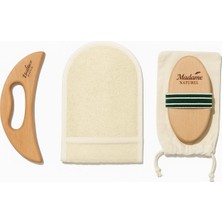 Madame Naturel %100 Doğal3'lü Set (At Kılı Selülit Fırçası + Masaj Tahtası + Eldiven Kabak Lifi )