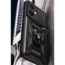 Uravas Store Newface Vivo Y27 Kılıf Pars Lens Yüzüklü Silikon - Siyah