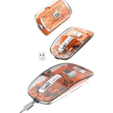 Armüz Sessiz Tıklama Çift Modlu Bluetooth ve Alıcı Şeffaf Mouse Fare