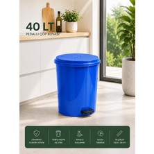 Lorempbox 40 Lt Pedallı Plastik Çöp Kovası Dayanıklı, Hijyenik Ev & Ofis Çöp Kutusu Mavi