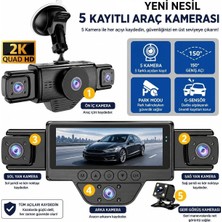 Bagajon 5 Kameralı N89 Araç Içi Kamera 2k Quad Hd Ön Iç Arka Yan Kameralı Wifi Gece Görüşlü G-Sensör 150° Geniş Açı Araç Kayıt Kamerası