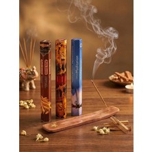 Darshan 3'lü Enerji ve Arınma Tütsü Seti 60 Adet Tütsü ve Tütsülük (Palo Santo, Sandal, Meditation) + Yıldız Işlemeli Ahşap Tütsülük