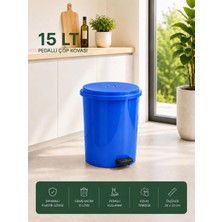 Lorempbox 15 Lt Pedallı Plastik Çöp Kovası Dayanıklı, Hijyenik Ev & Ofis Çöp Kutusu Mavi