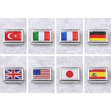 Italian Charm- Kişiselleştirilebilir Ülke Bayrak Charm 92 Adet
