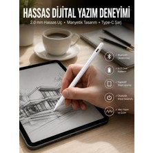 Teknodayım Uygun Dokunmatik Kalem Beyaz Şarjlı Yedek Uçlu Android ve Ios Uyumlu 2026