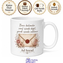Tupya Gift Zarf Temalı Baskılı Kupa Bardak Hediye Özel Tasarım Porselen Mug