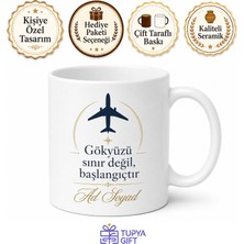 Tupya Gift Pilot Için Kişiye Özel Isimli Baskılı Kupa Bardak Seyahat Hediyesi