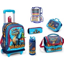 Coral High Coral Hıgh Dragon Desenli Çekçek Çantalı Çelik Termoslu ve Çelik Beslenme Kaplı Okul Seti-6 Lı Set