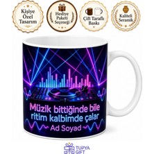 Tupya Gift Elektronik Müzik Dj Seti Bas Frekansı Temalı Baskılı Porselen Kupa Bardak Hediye