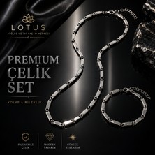 Lotus Atölye ve İyi Yaşam Merkezi ⚙️ Premium Paslanmaz Çelik Kolye & Bileklik Seti – Modern Zincir Tasarım Erkek Çelik Takı Seti