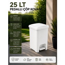 Lorempbox 25 Lt Slim Pedallı Çöp Kovası Beyaz