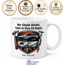 Tupya Gift Kaportacıya Hediye Kupa Çekiç Göçük Düzeltme Boyasız Tamir Esnaf Çayı Kaporta Bardak