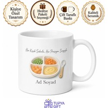 Tupya Gift Mama Kabı Ek Gıda Porsiyonu Bölmeli Kap Dışarıda Yemek Temalı Kupa Bardak Hediye