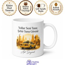 Tupya Gift Taksi Sürücüsüne Hediye Yolcu Sohbeti Şehir Trafiği Taksi Durağı Baskılı Kupa Bardak