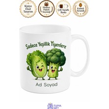 Tupya Gift Esprili Vegan Kupa Marul Brokoli Desenli Yeşillik Severlere Özel Hediye Bardak