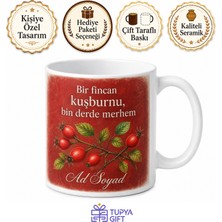 Tupya Gift Kuşburnu Çayı Sevenlere Mayhoş Lezzet Kırmızı Renkli Kupa Bardak Hediye