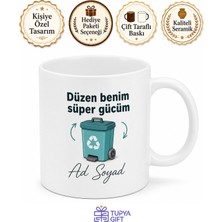 Tupya Gift Çöp Kovası Kullananlara Hediye Pedallı Çöp Kovası Geri Dönüşüm Temalı Baskılı Kupa Bardak