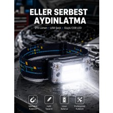 OtoTech Kompakt LED Kafs Feneri USB Şarjlı Manyetik 2 Işık Modlu 215 Lümen Yeni Nesil