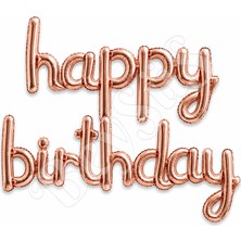BeySüS Happy Birthday El Yazısı Folyo Balon Rose Gold