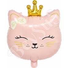 BeySüS Taçlı Kedi Pembe Folyo Balon