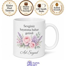 Tupya Gift Kayınvalideye Hediye Canım Kayınvalidem Çiçek Desenli Kupa Bardak Özel Tasarım