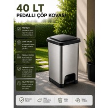Lorempbox 40 Lt Slim Pedallı Çöp Kovası Gri - Siyah