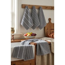 Arvonx %100 Pamuklu 6 Lı Mutfak Havlu Seti  30X45 cm Luna Naturel Antrasit