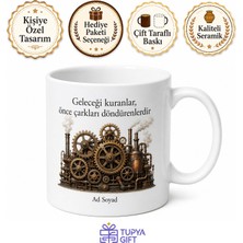 Tupya Gift Steampunk Buhar Makinesi Mekanik Dişli Çark Tasarım Kupa Bardak Hediye