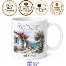 Tupya Gift Muğla Yazlık Ev Temalı Kupa Bardak Hediye Özel Tasarım Porselen Mug