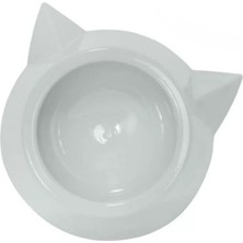Uravas Store Plastik Tekli Kedi Mama ve Su Kabı - Beyaz
