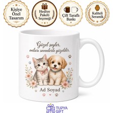 Tupya Gift Hayvan Desenli Sevimli Tasarım Baskılı Kupa Bardak Hediye Porselen Mug