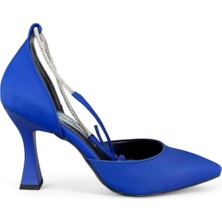 Hayati Arman Kadın Sivri Burun Bilekten Bağlamalı Ince Topuklu Abiye Ayakkabı Mavi