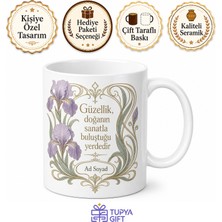 Tupya Gift Art Nouveau Temalı Baskılı Kupa Bardak Özel Tasarım Porselen Hediye