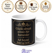 Tupya Gift Siyah Mat Zemin Altın Harf Baskılı Lüks Kadın Kupa Bardak Özel Tasarım Hediye