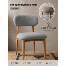 Arife Home Sandalye Kılıfı Arkası Tam Kaplama Yıkanabilir Esnek Lastikli Mutfak Sandalye Örtüsü Alt Üst 2parça Takım Chair Cover