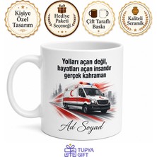 Tupya Gift Ambulans Şoförüne Hediye Hayat Kurtaran Acil Çağrı Temalı Beyaz Porselen Kupa Bardak