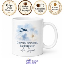 Tupya Gift Kabin Memuruna Hediye Kişiye Özel Baskılı Kupa Bardak Porselen Mug