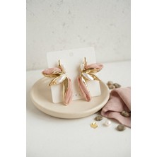 Havor Pembe Renk Lotus Yaprak Model Kadın Küpe