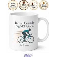 Tupya Gift Bisikletle Işe Gidenlere Rüzgara Karşı Pedallayan Özgür Kupa Bardak Hediye