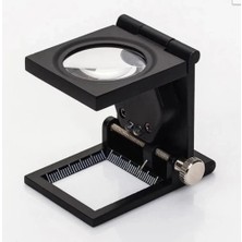 Uravas Store 28X28 mm Katlanır Sayaçlı Metal Lüp, 2 LED Işıklı Büyüteç Tekstil TH9005A