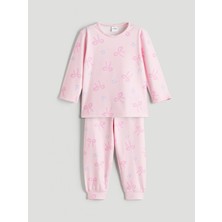 Lc Waikiki Yeni Sezon Bisiklet Yaka Fiyonk Desenli Kız Çocuk Pijama Takımı